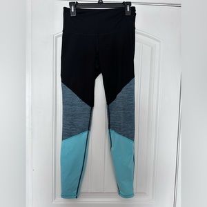 Old Navy Black and Blue Color-block Leggings Size M